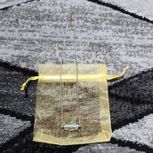 VINTAGE BEELINE ILLUSION CRYSTAL PENDANT 15" SILVER TONE NECKLACE